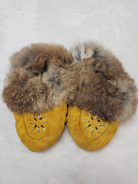 Leather Moccasins with Rabbit Fur Trim