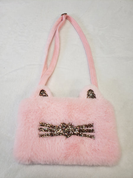 Pink Cat Sparkle Plush Purse