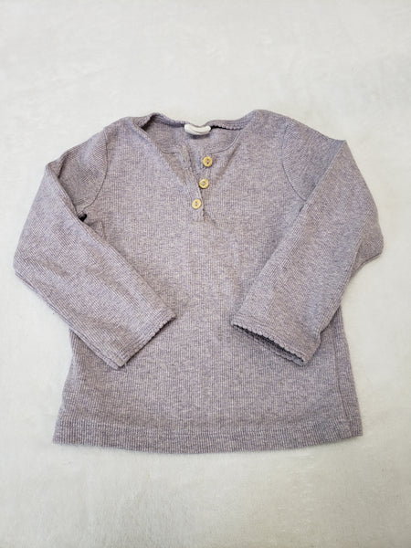 H&M Ribbed Knit Organic Cotton Long Sleeve Top