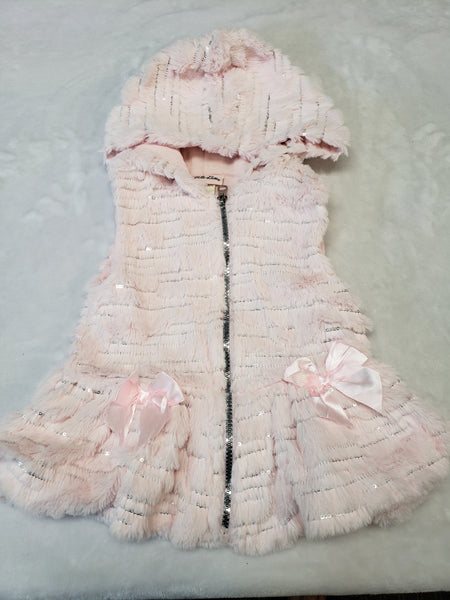 Little Lass Plush Sequin Hooded Vest