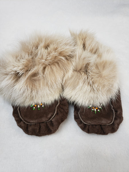 Brown Suede Moccassion with Real Fur