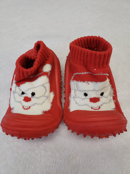 Tickle Toes Rubber Sole Santa Slip on Shoes