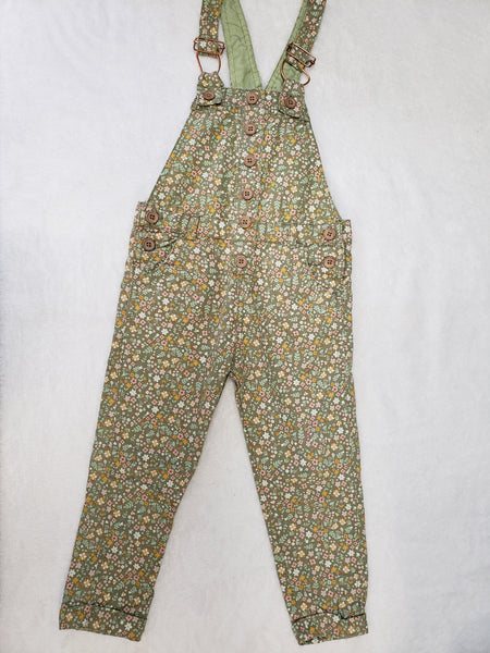Green Floral Overalls