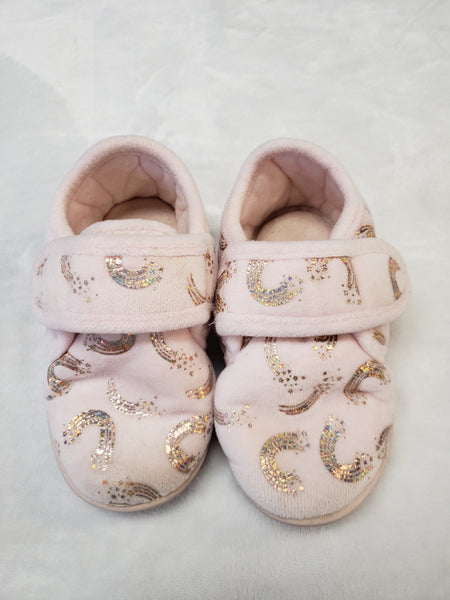 Pink Sparkle Plush Hardsole Slippers