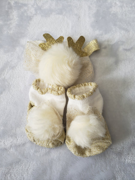 Reindeer Sparkle Set ( Headband and Socks)