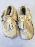 Gold Slip on Leather Shoes