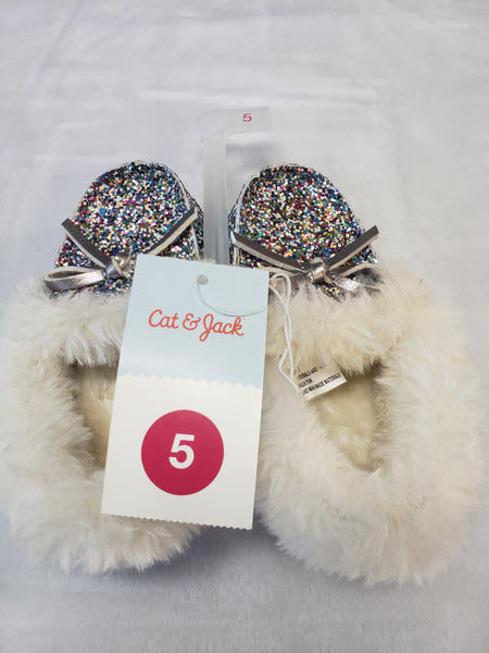 Cat & Jack Sparkle Faux Fur Lined Slippers